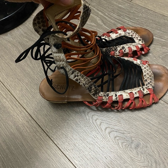 Schutz Agathe Snakeskin Gladiator Sandals 8.5 Multicolor - Picture 7 of 7